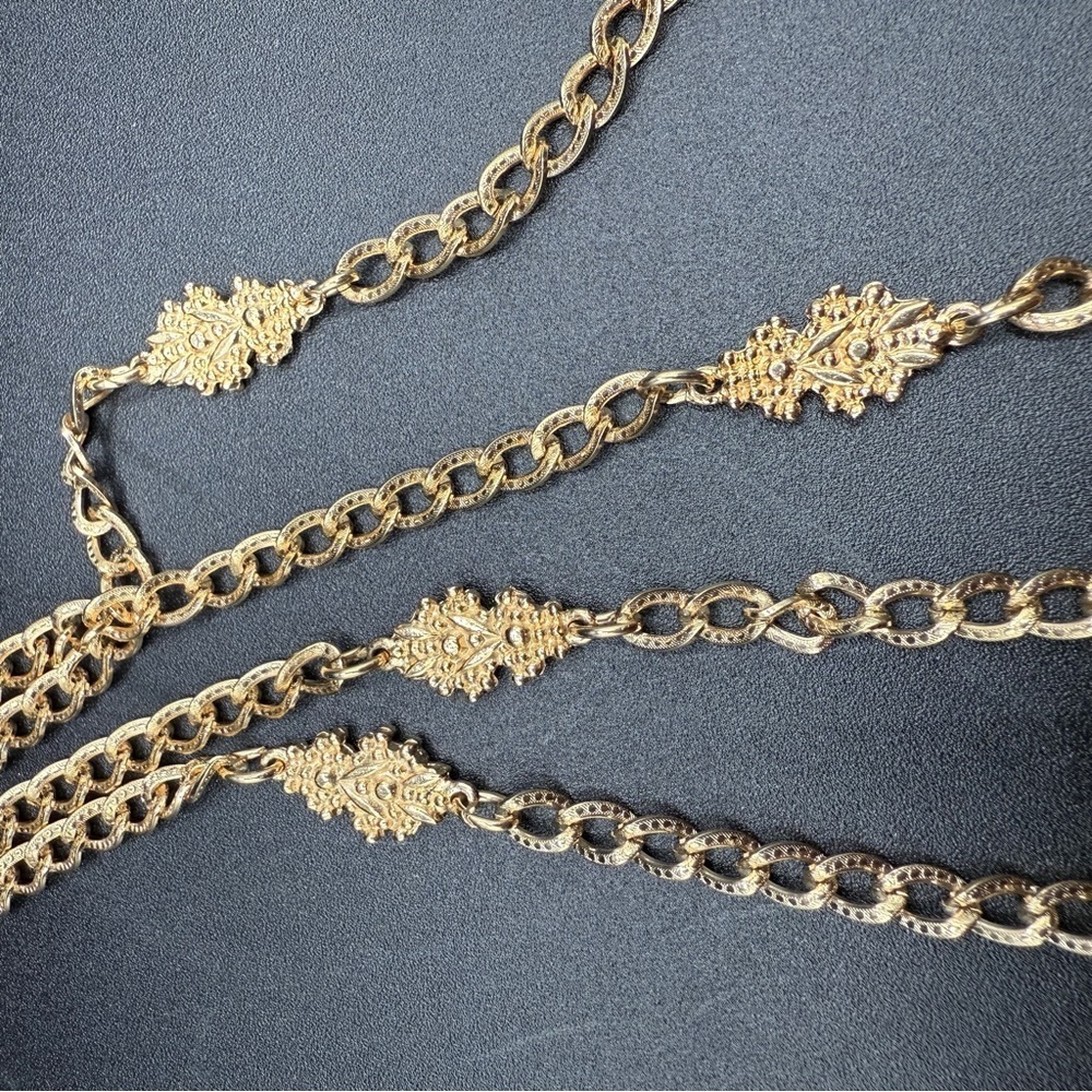 Accessocraft N.Y.C Vintage Double strand Gold Filigree Necklace - Picture 10 of 13